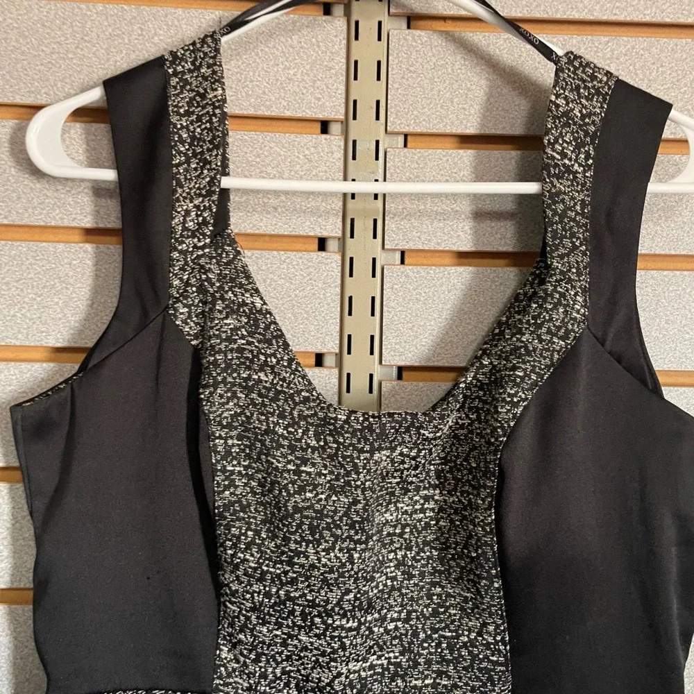 XOXO Black‎ Metallic Tweed Peplum Colorblock Sheath Dress Sleeveless Size 13/14
